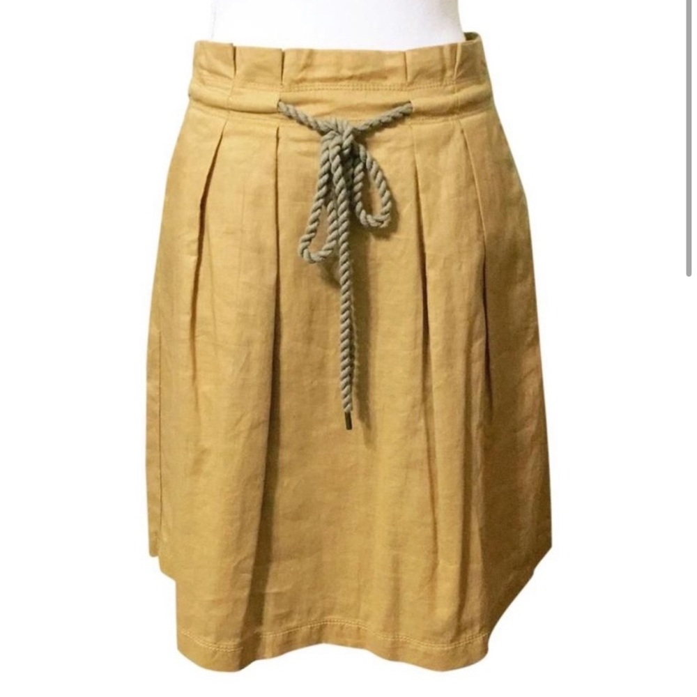 LOFT Skirt Womens Size 6 Mustard Yellow Gold Paperbag Waist A-line
